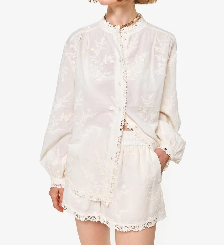 CAMI NYC Palmyra Long Sleeve Blouse In Macadamia 2
