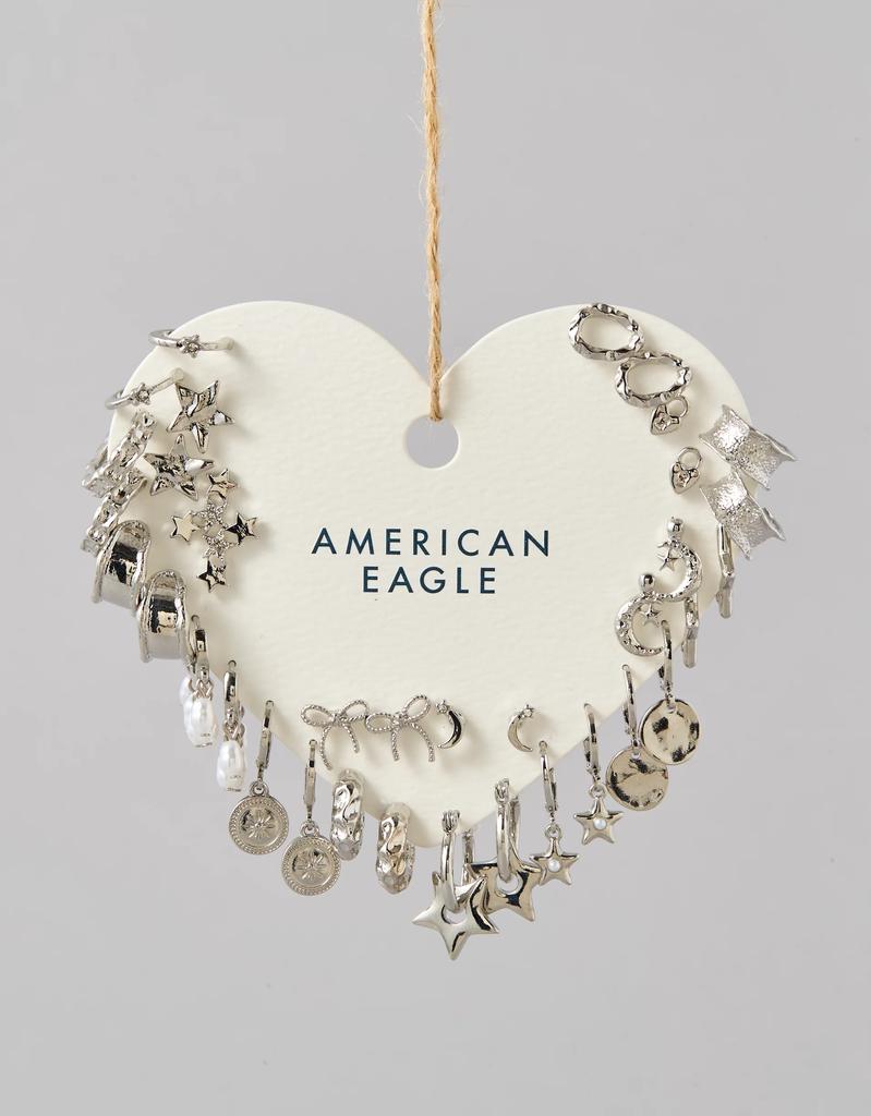 AE AEO Silver Star Earrings 18-Pack