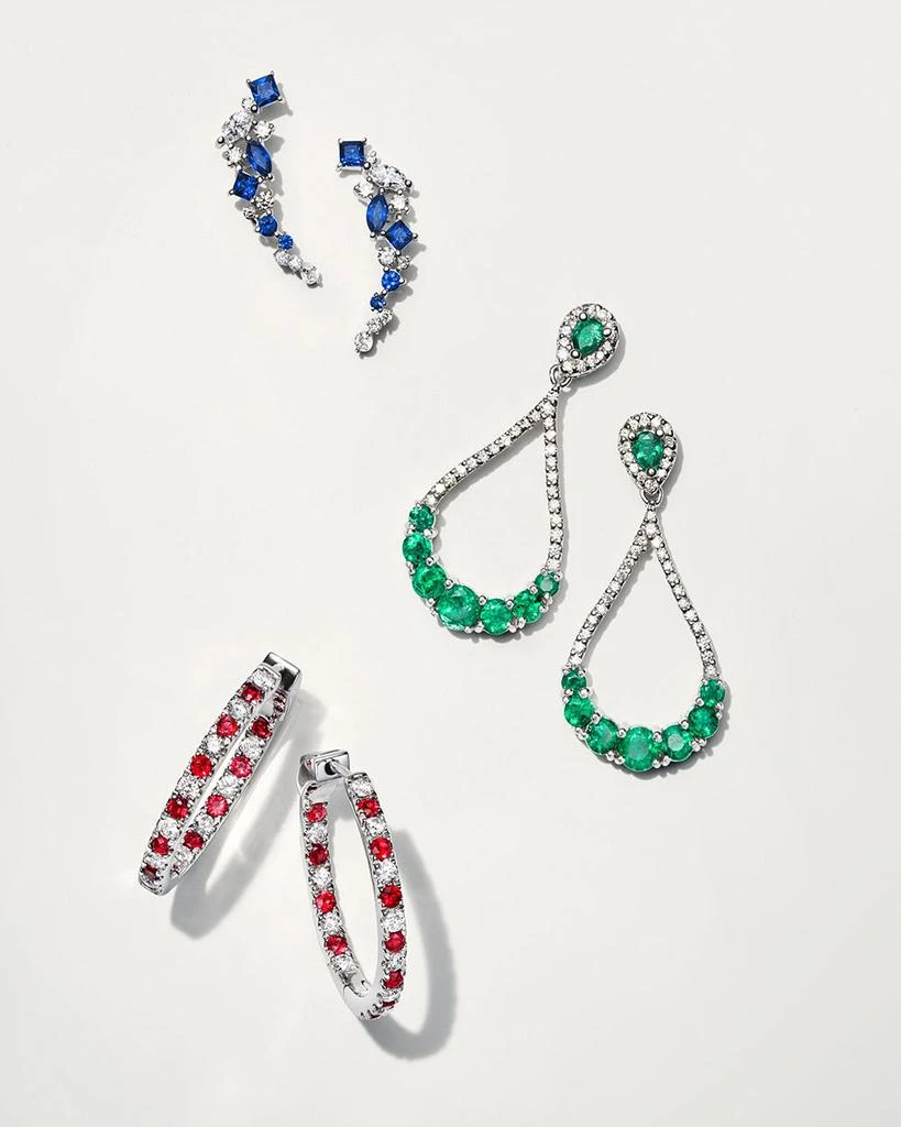 Bloomingdale's Diamond and Blue Sapphire Climber Earrings in 14K White Gold 3