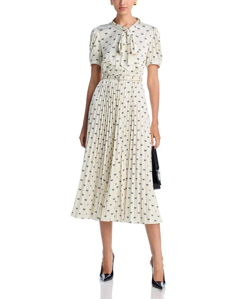 Self Portrait Satin Bow Print Midi Dress 3