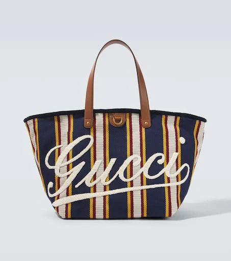 Gucci Gucci Script Large striped tote bag 1
