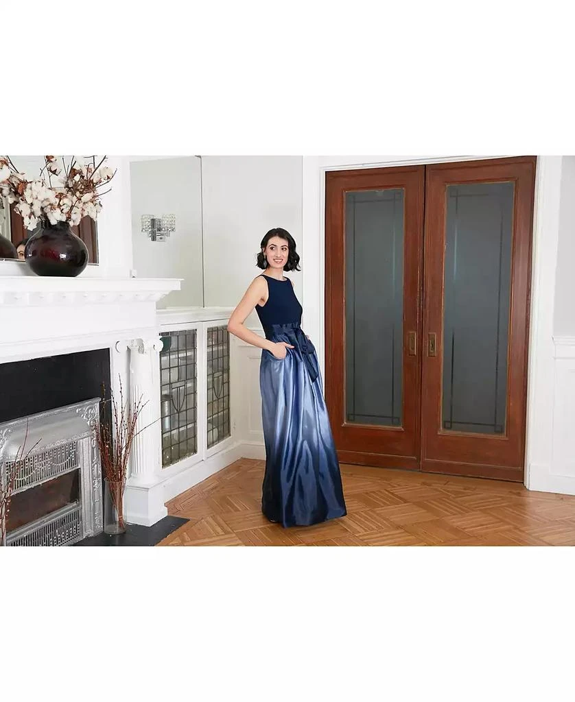 SL Fashions Ombré Satin Bow Sash Gown 5