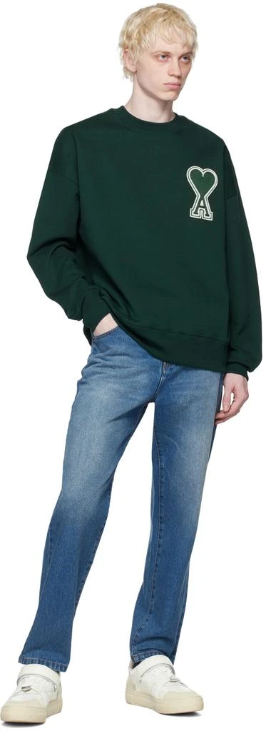 AMI SSENSE Exclusive Green Ami de Cœur Sweatshirt 4