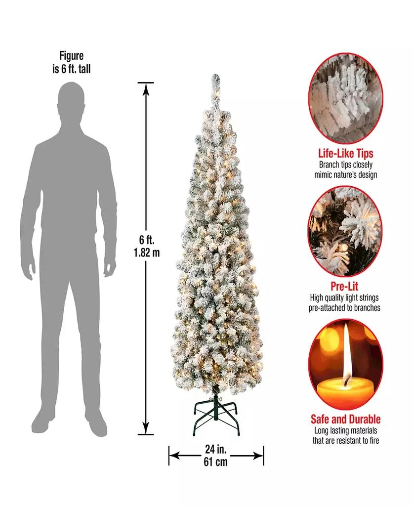 National Tree Company First Traditions 6
Acacia Pencil Slim Flocked Tree with Clear Lights 4