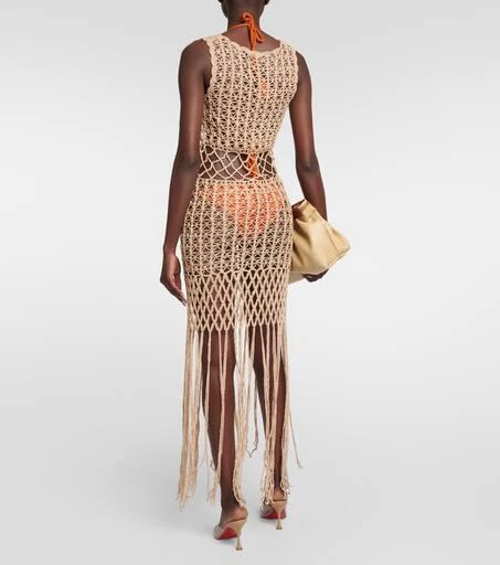 ANNA KOSTUROVA Fringe-trimmed crochet midi dress 3