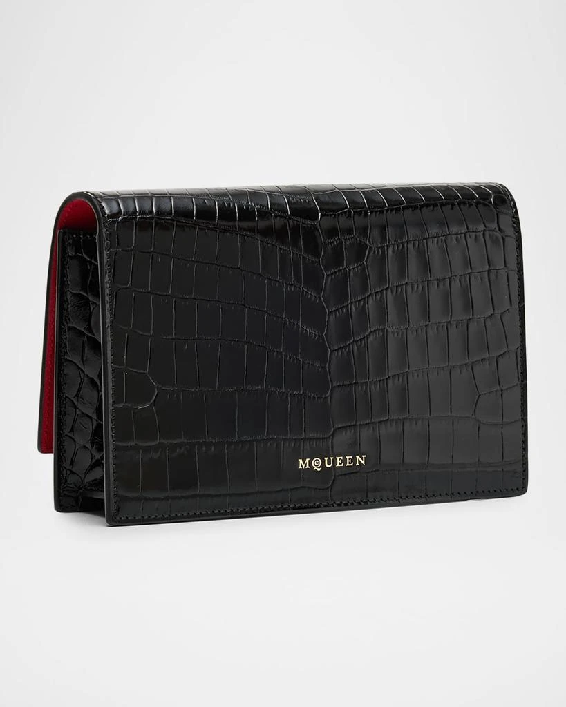 McQueen Small Skull Croc-Embossed Leather Clutch Bag 3