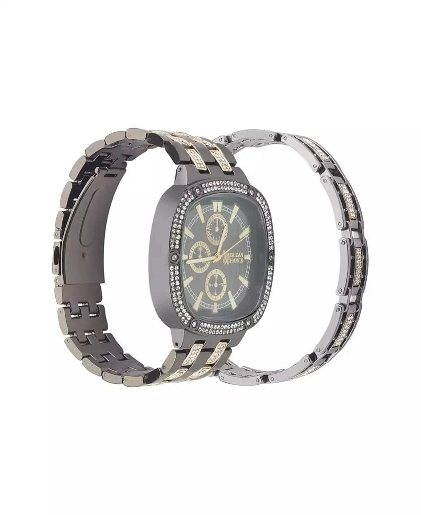 American Exchange Men's Crystal Bracelet Watch 46mm Gift Set 2