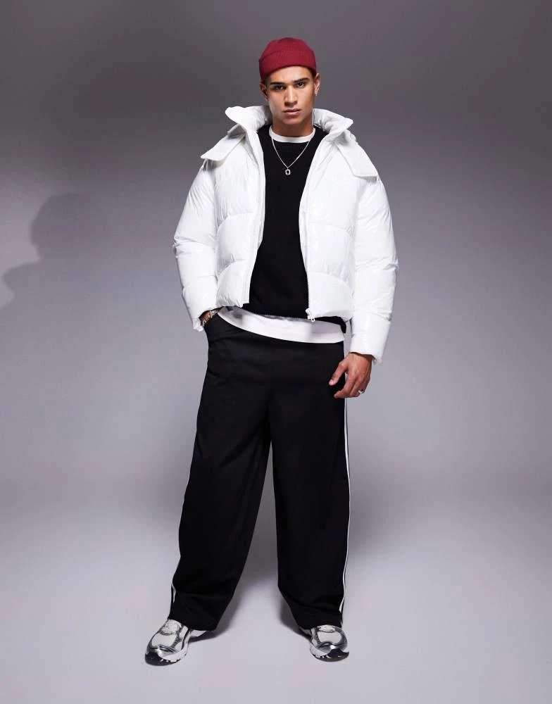 ASOS ASOS DESIGN high shine puffer jacket in white 4