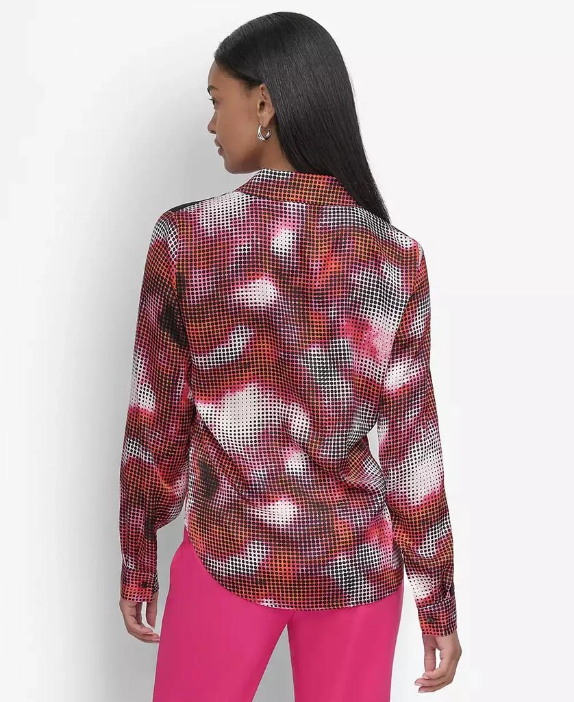 DKNY Women's Sheer-Yoke Abstract-Print Blouse 3