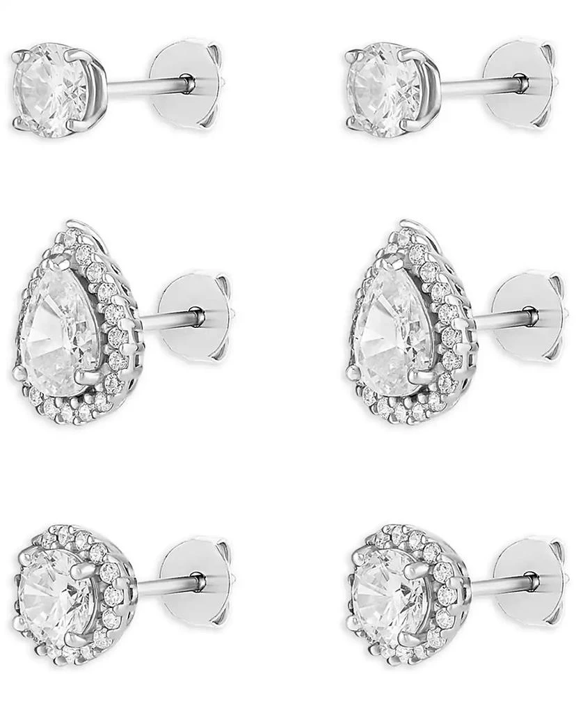 Giani Bernini 3-Pc. Set Cubic Zirconia Halo & Solitaire Stud Earrings in Sterling Silver, Exclusively at Macy's 3