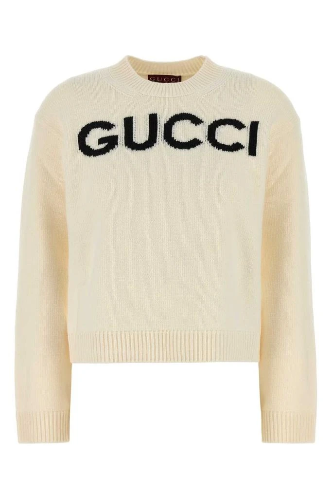 Gucci Gucci Logo Intarsia-Knit Crewneck Jumper 1