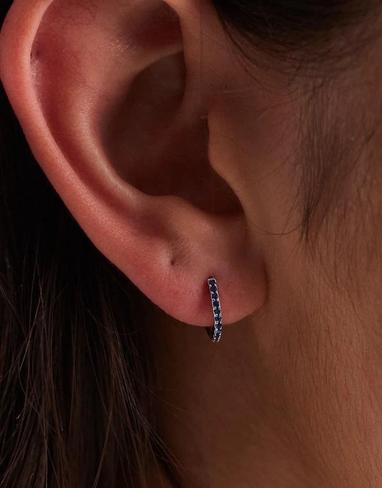 Kingsley Ryan Kingsley Ryan 8mm blue crystal hoop earrings in silver 2