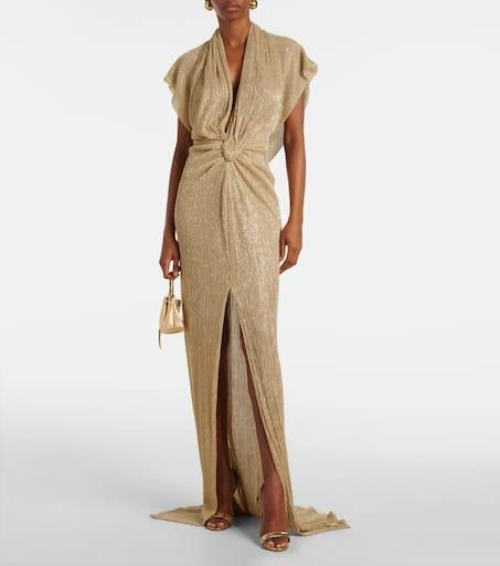 Costarellos Eva draped lamé gown 2