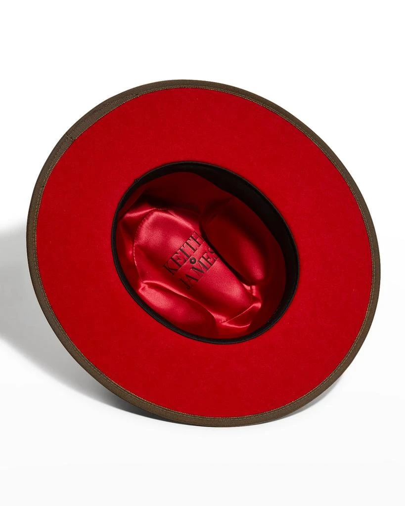 Keith James Men's Queen Red-Brim Wool Fedora Hat 3
