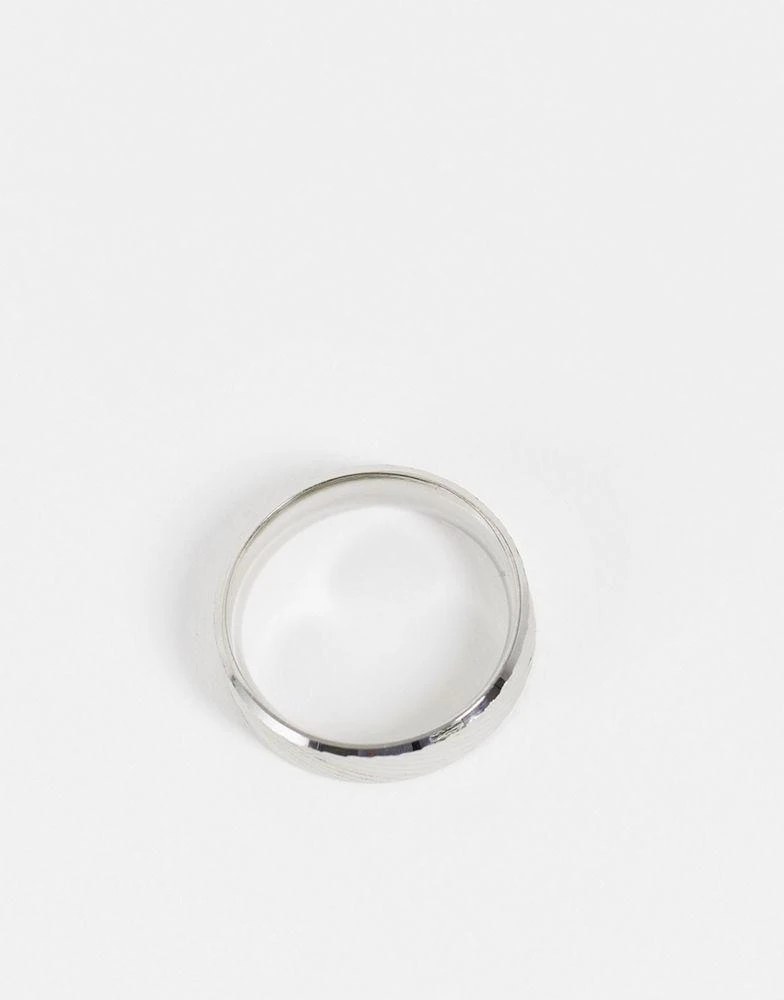 ASOS ASOS DESIGN waterproof stainless steel band ring with horizontal emboss in silver tone 4