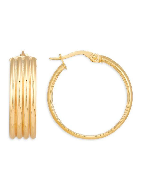 Saks Fifth Avenue 14K Yellow Gold Textured Huggie Earrings 1