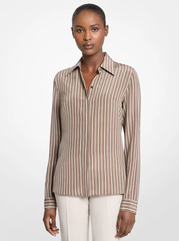 michael kors dress shirts women Michael Michael Kors women size L buttoned up long sleeve dress shirt blue white