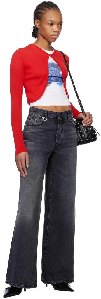 We11done Red Ribbed Tight Knit Cardigan 4