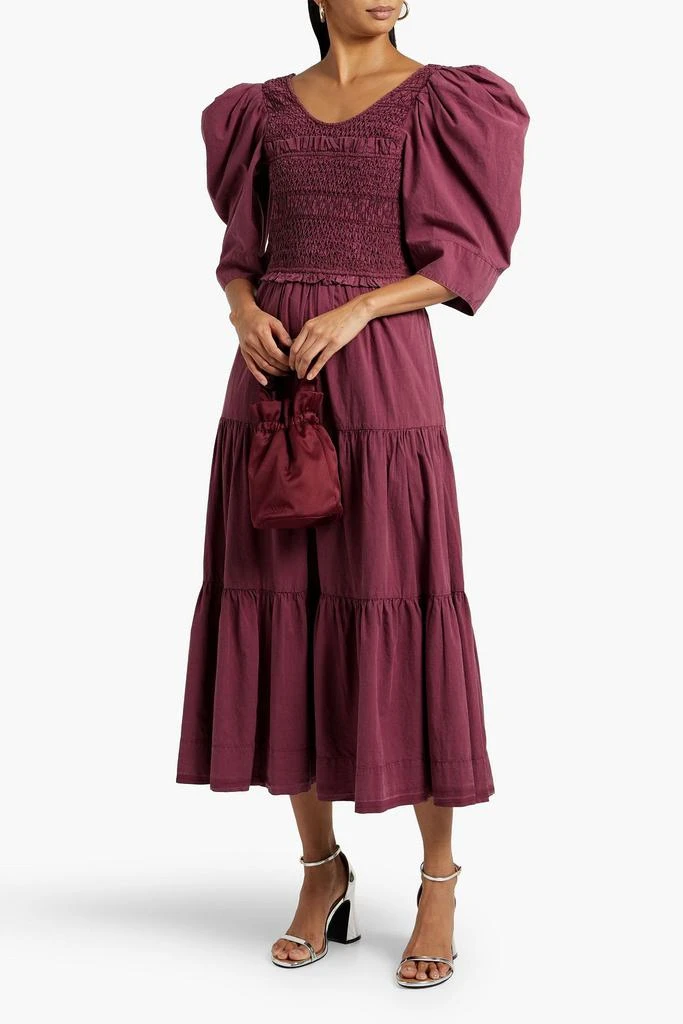 Sea Simona bow-detailed smocked cotton midi dress 2