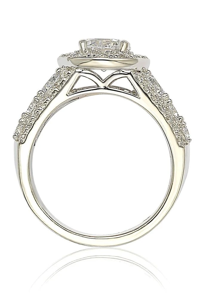 Suzy Levian Sterling Silver White CZ Engagement Ring 4