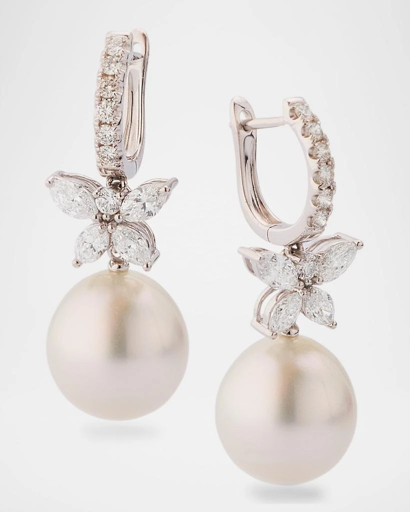 BELPEARL 18K White Gold 12-13mm South Sea Pearl Earrings with Diamonds 3