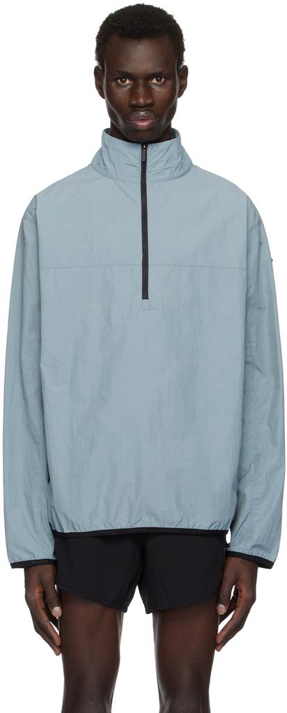 District Vision Blue Recycled Half-Zip Shell Jacket