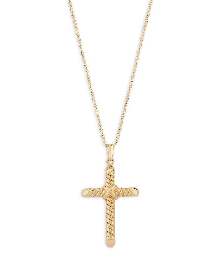 Bloomingdale's Swirl Cross Pendant Necklace in 14K Yellow Gold, 18" - Exclusive