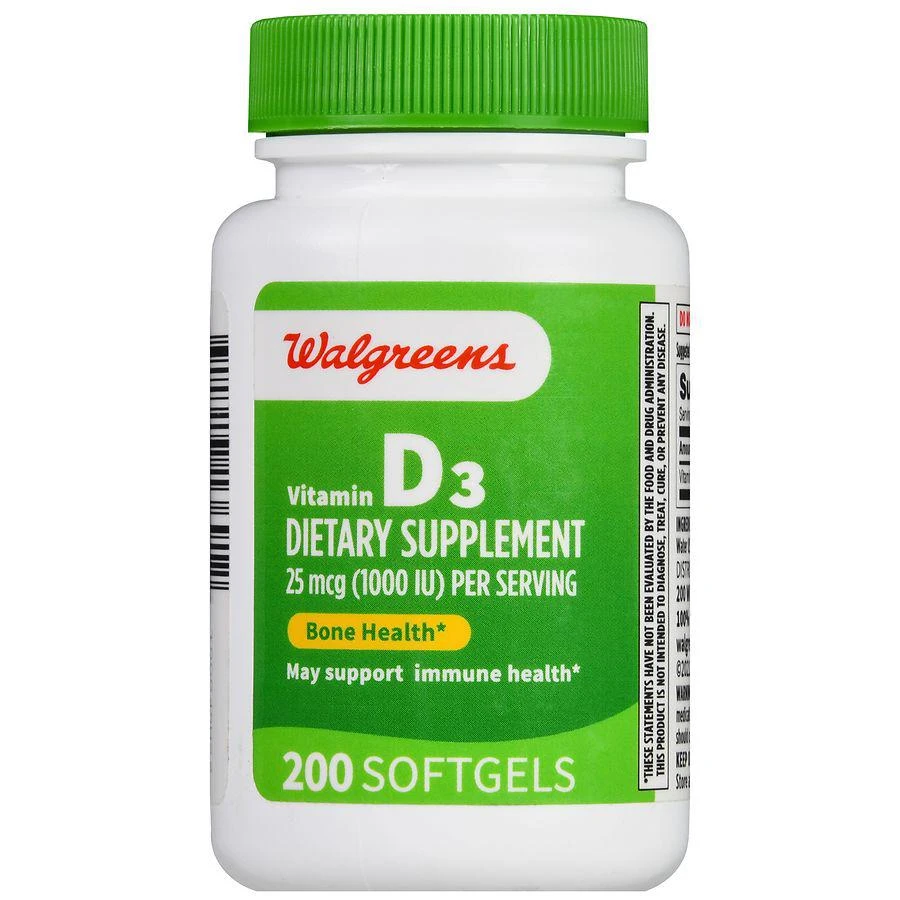 Walgreens Vitamin D3 25 mcg (1000 IU) Softgels (200 days) 2