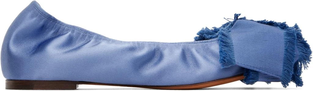 Lanvin Blue Satin Bow Ballerina Flats 1