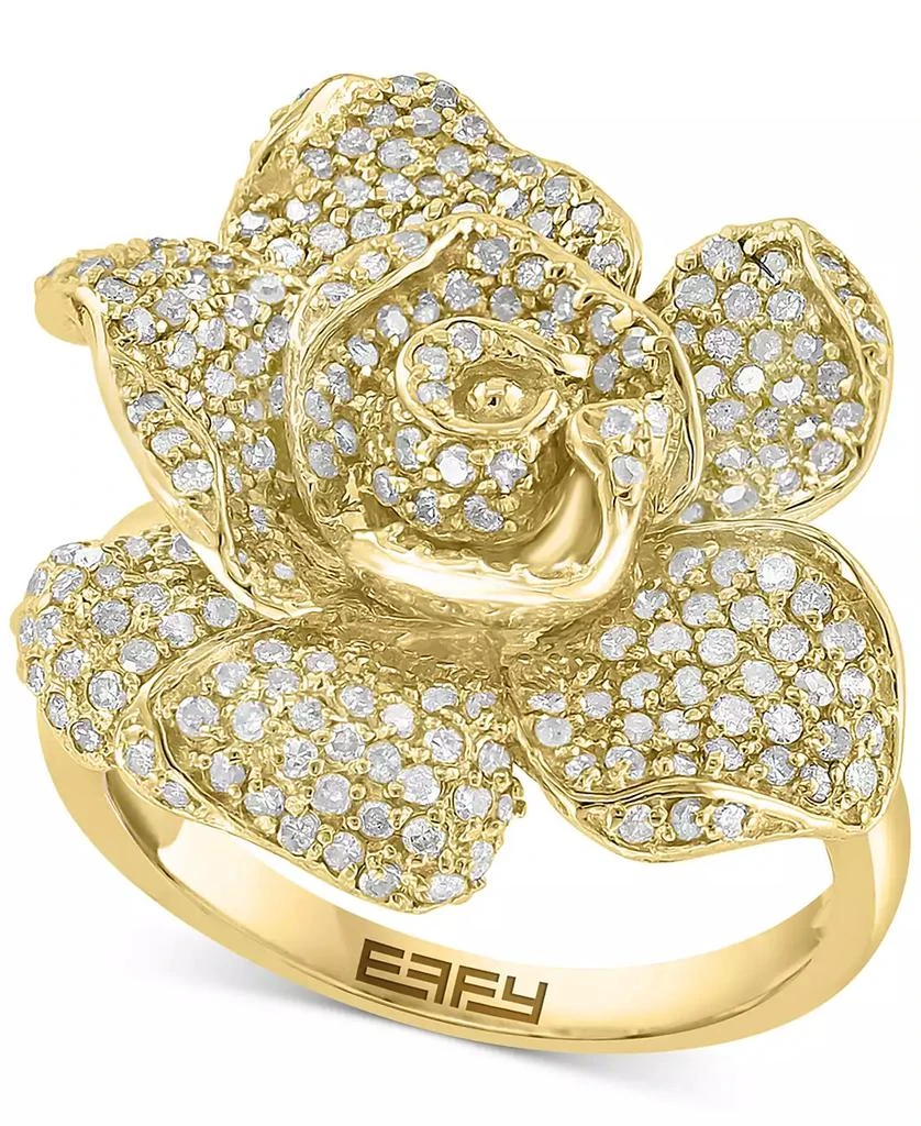 Effy EFFY® Diamond Pavé Petal Rose Statement Ring (1-1/8 ct. t.w.) in 14k Gold 1