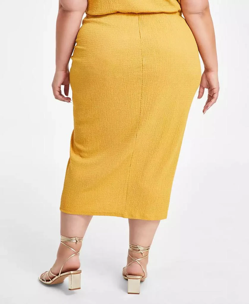Nina Parker Plus Size Textured Drawstring-Ruched Skirt 6