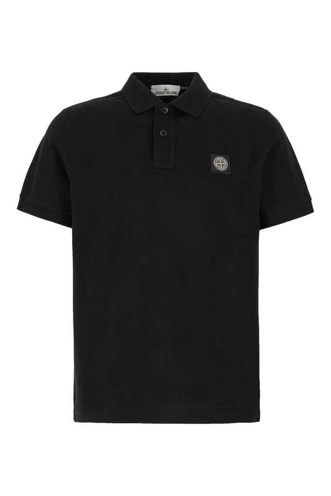 Stone Island Black Stretch Cotton Polo Shirt 1