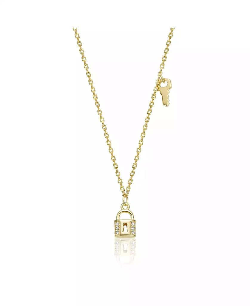 GiGiGirl 14K Gold Plated with Clear Cubic Zirconia Lock 
Key Design Necklace