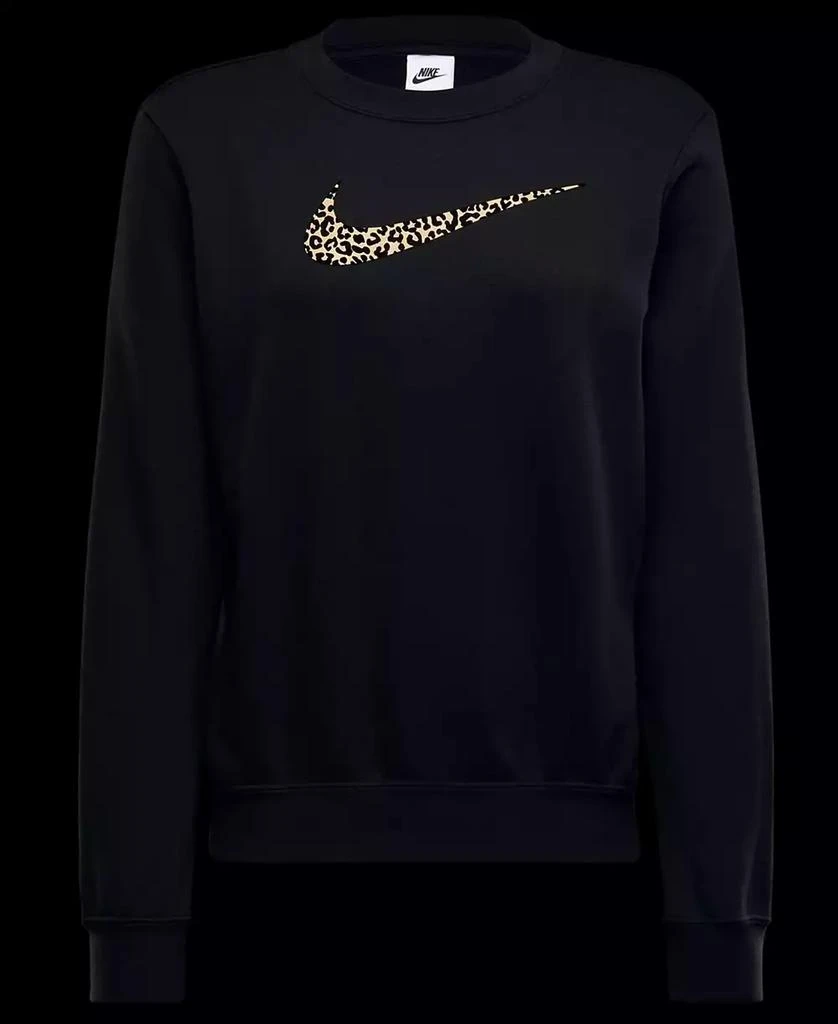 NIKE Women's Club Leopard-Print Logo Sweatshirt 5