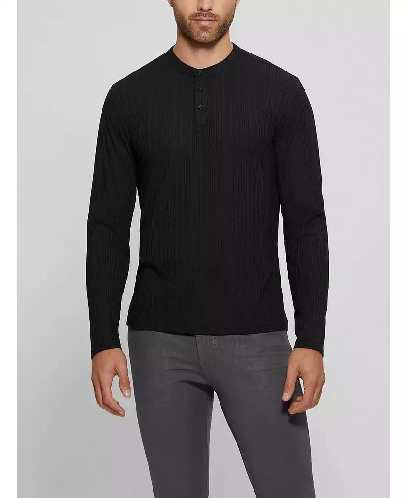 GUESS Men's Brentwood Rib Knit Henley T-shirt 1