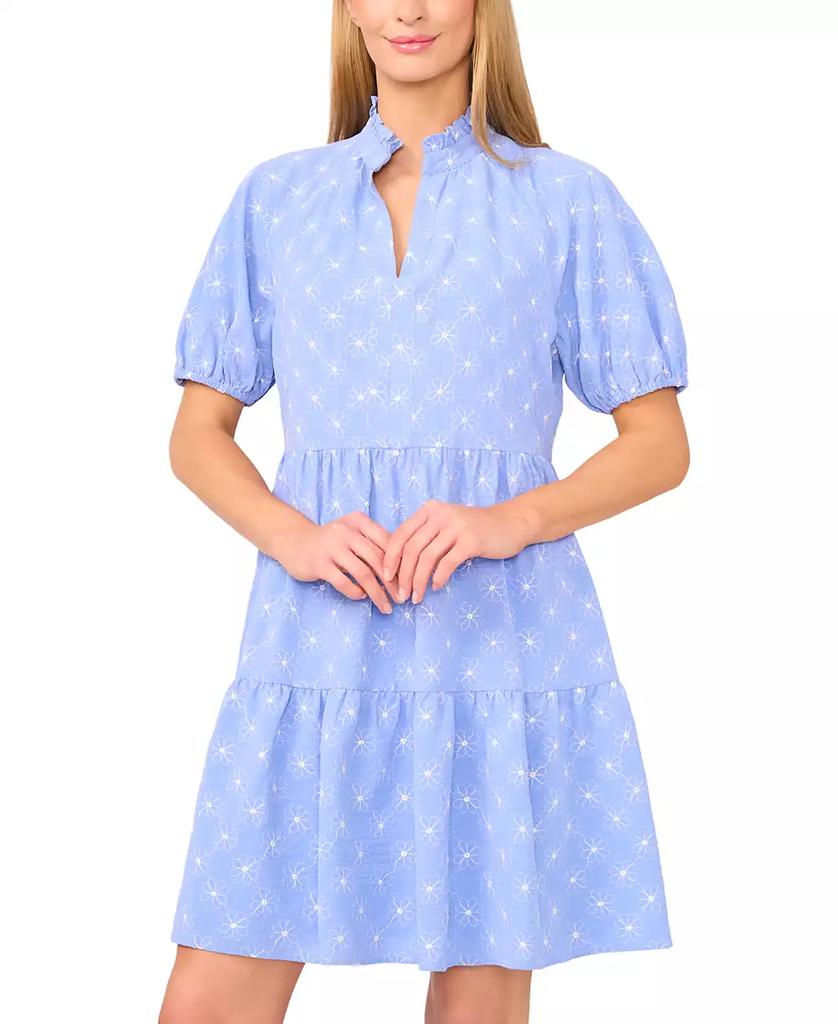 CeCe Women's Printed Puff-Sleeve Baby Doll Dress