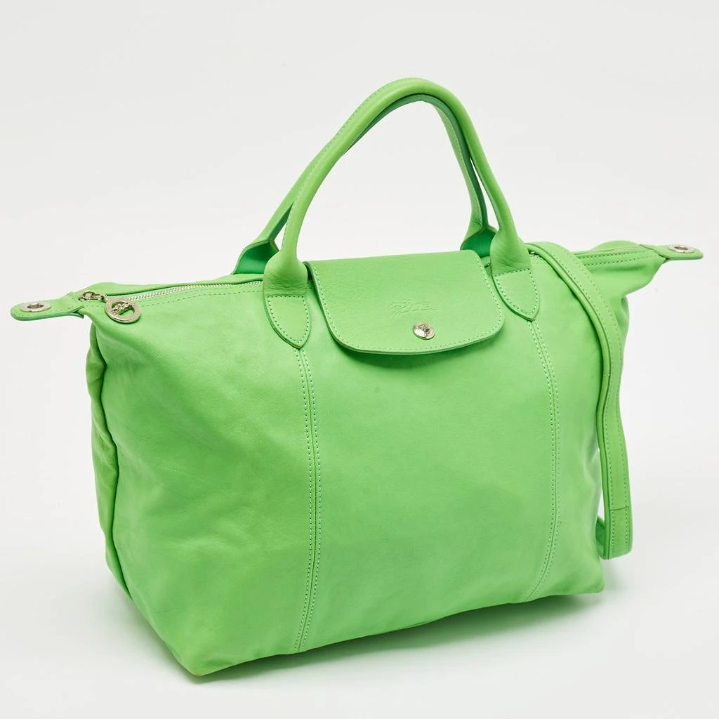 Longchamp Green Leather Le Pliage Tote 2