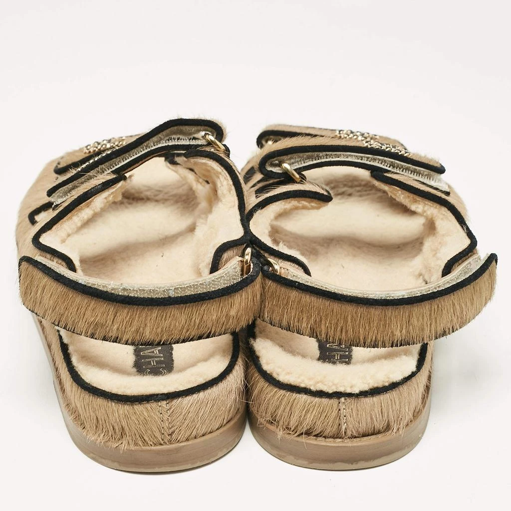 Chanel Chanel Brown Calf Hair and Shearling Fur Dad Slingback Sandals Size 40.5 5