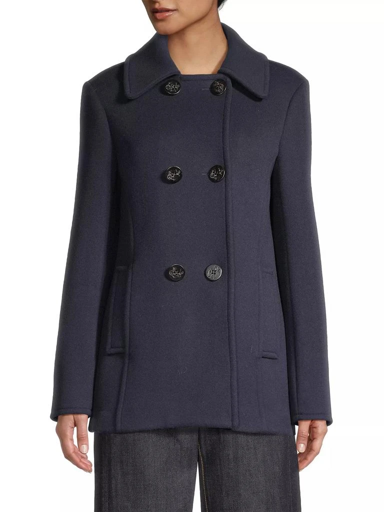 Tory Burch Faux Fur-Trim Wool Peacoat 6