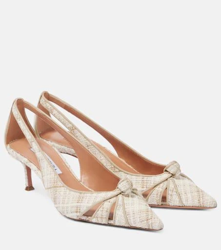 Aquazzura Premiere 50 cutout tweed pumps 1