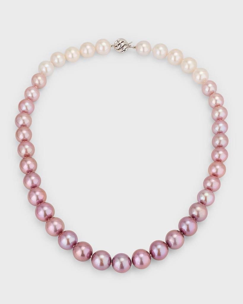 BELPEARL 18K White Gold Purple Ombre Pearl Necklace, 10-12mm