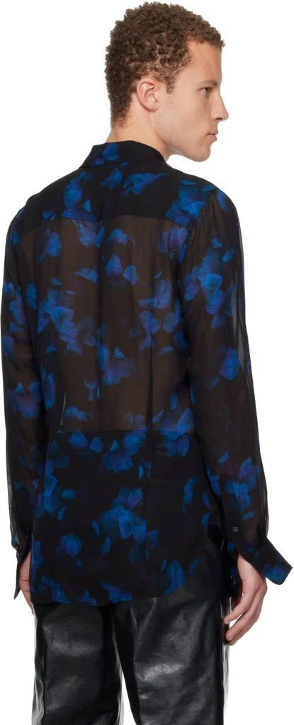 Dries Van Noten Black 
Blue Sheer Viscose Shirt 3