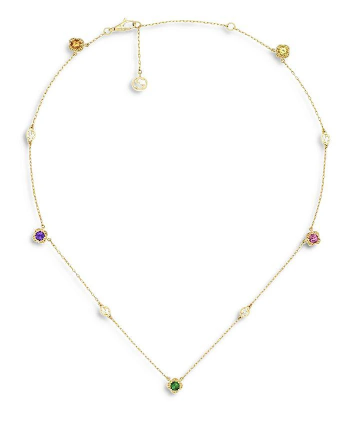 Gucci 18K Yellow Gold Interlocking G Rainbow Gemstone Necklace, 16.5" 1