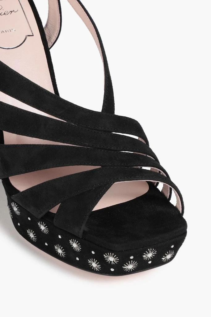 Roger Vivier Embellished suede platform slingback sandals 4