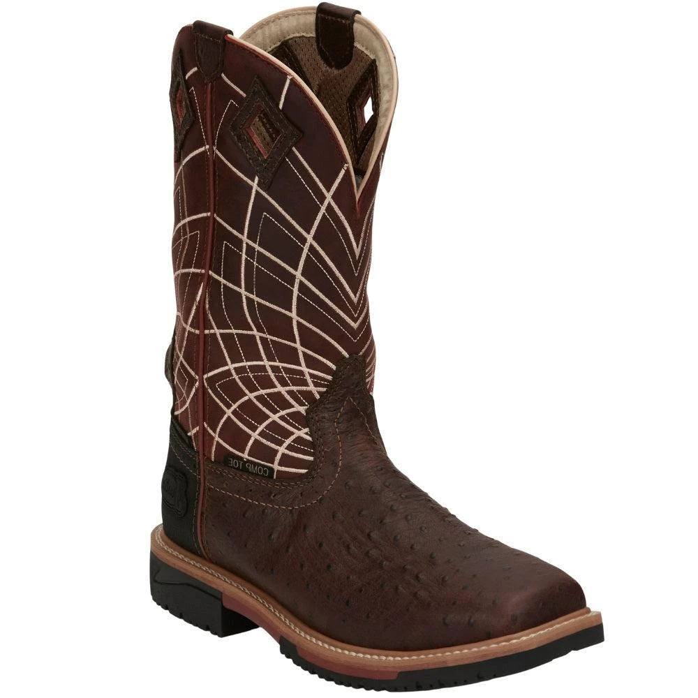 Justin Original Workboots Derrickman 12 inch Waterproof Steel Toe Work Boots 2
