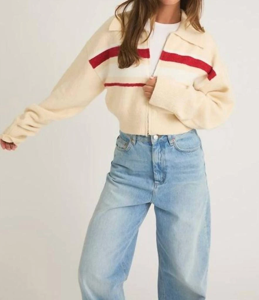 LE LIS Le Lis - Collared Sweater Crop Jacket
