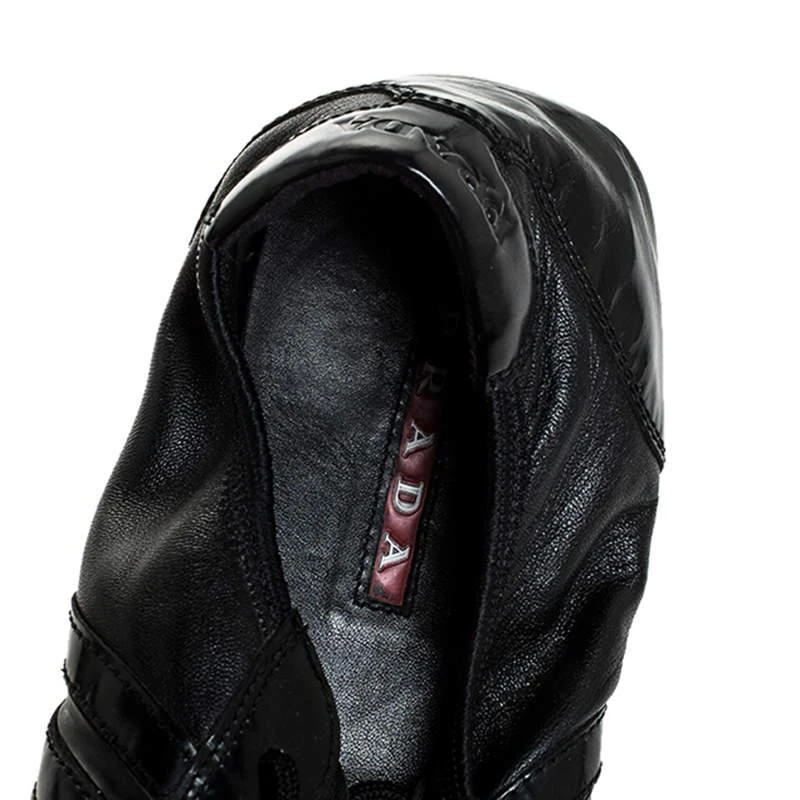 Prada Prada Black Leather and Patent Leather Lace Up Sneakers Size 41 7