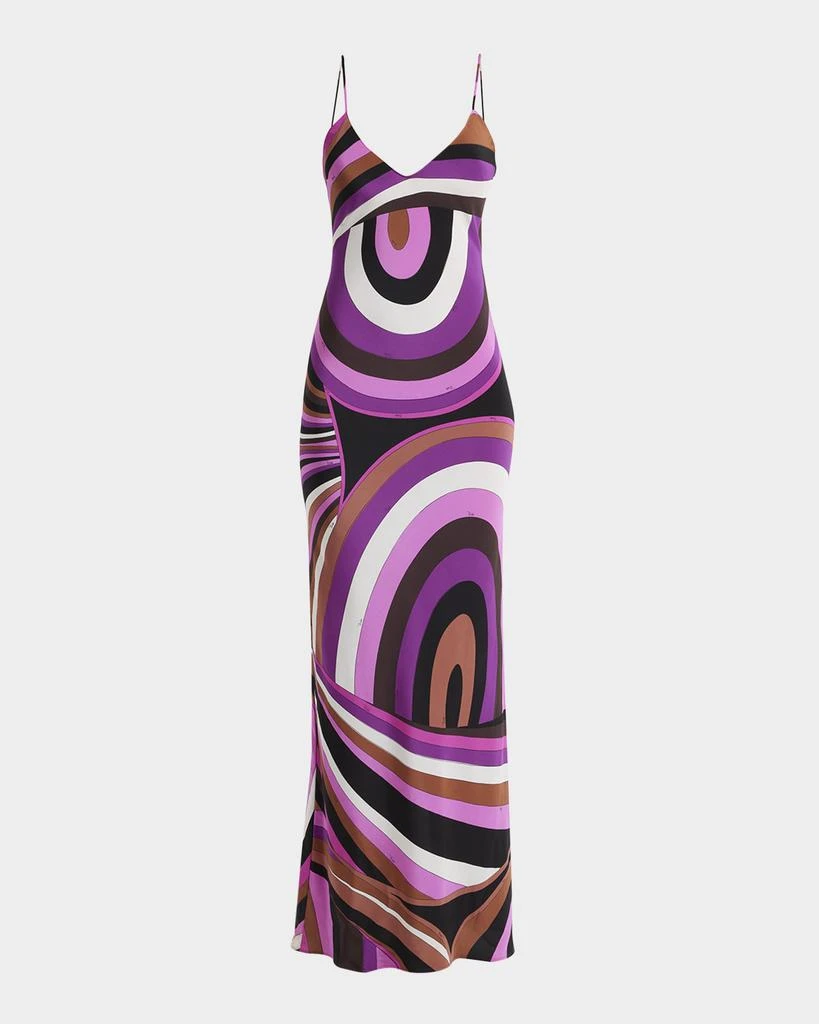 knee length dresses for ladies Emilio Pucci Earth Tones Sheer Mesh Maxi Dress