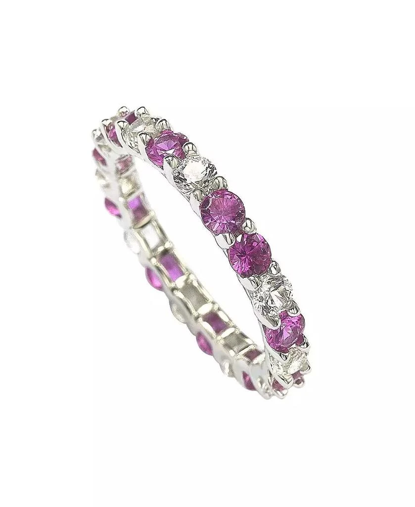Suzy Levian New York Suzy Levian Sapphire 
Created White Sapphire Alternating Eternity Band Ring