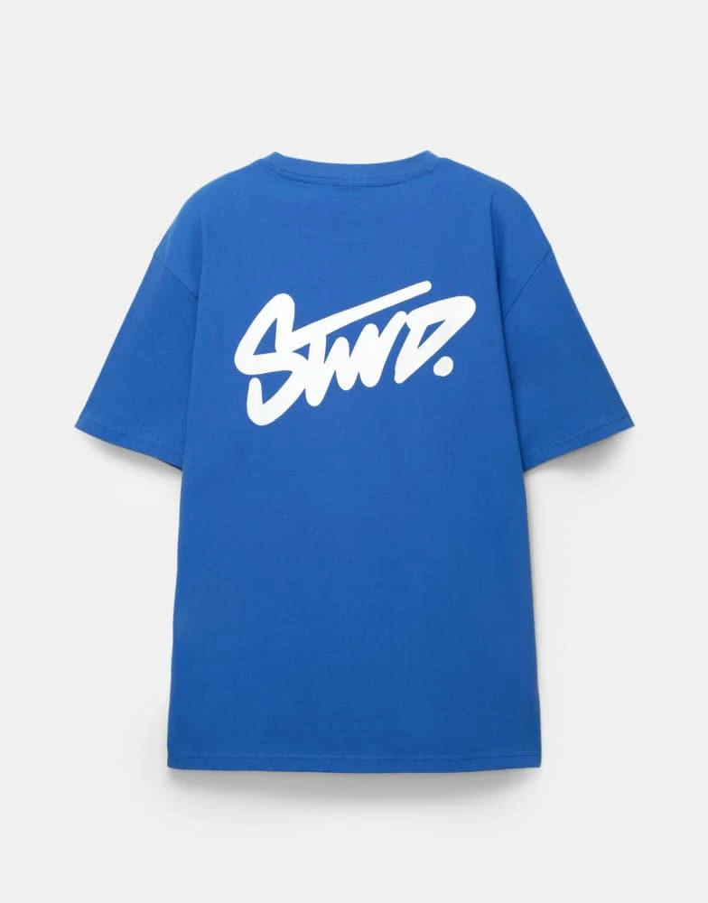 Pull&Bear Pull&Bear t-shirt with STWD logo in deep blue 3